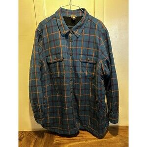 DULUTH TRADING Women’s Heavy Blue Plaid Flannel Shacket Fleece Lined Big Size 2X
